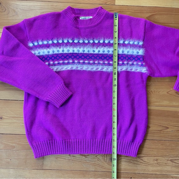 Capello VINTAGE 100% Wool Magenta Fairisle Knit Nordic Sweater - Picture 14 of 16